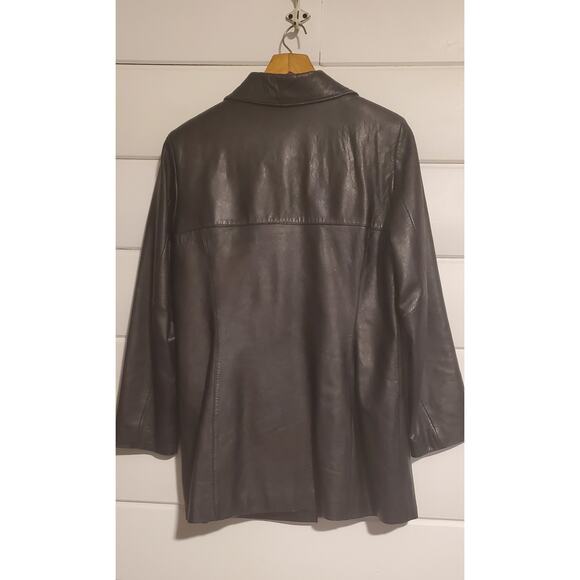 Wilson's Black Leather Jacket / Coat Large 20" Across 32" Length Women's - Picture 3 of 5